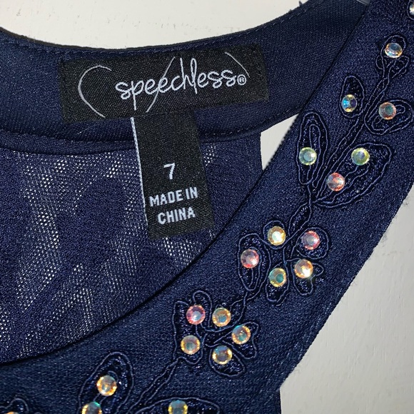 Speechless Navy Blue Prom Dress - Picture 4 of 7